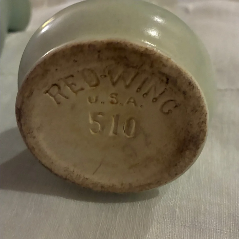 Red-Wing USA Easter Green Ceramic Vases Set/2 Redwing VTG Lithe RS Lang Indented